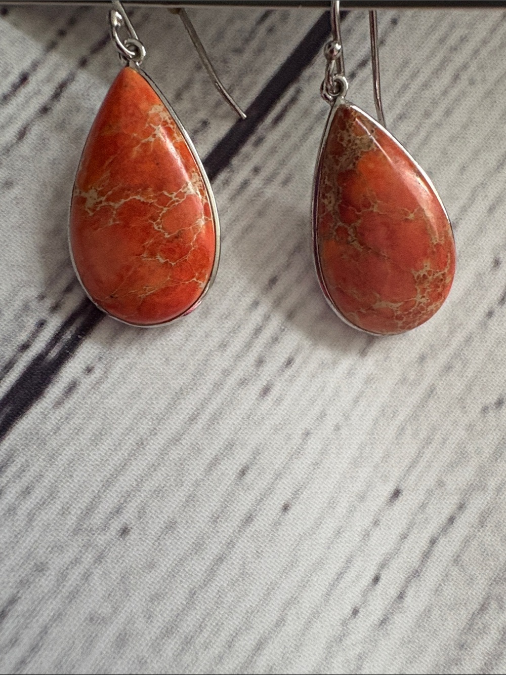 .925 Sterling Silver Jasper Earrings